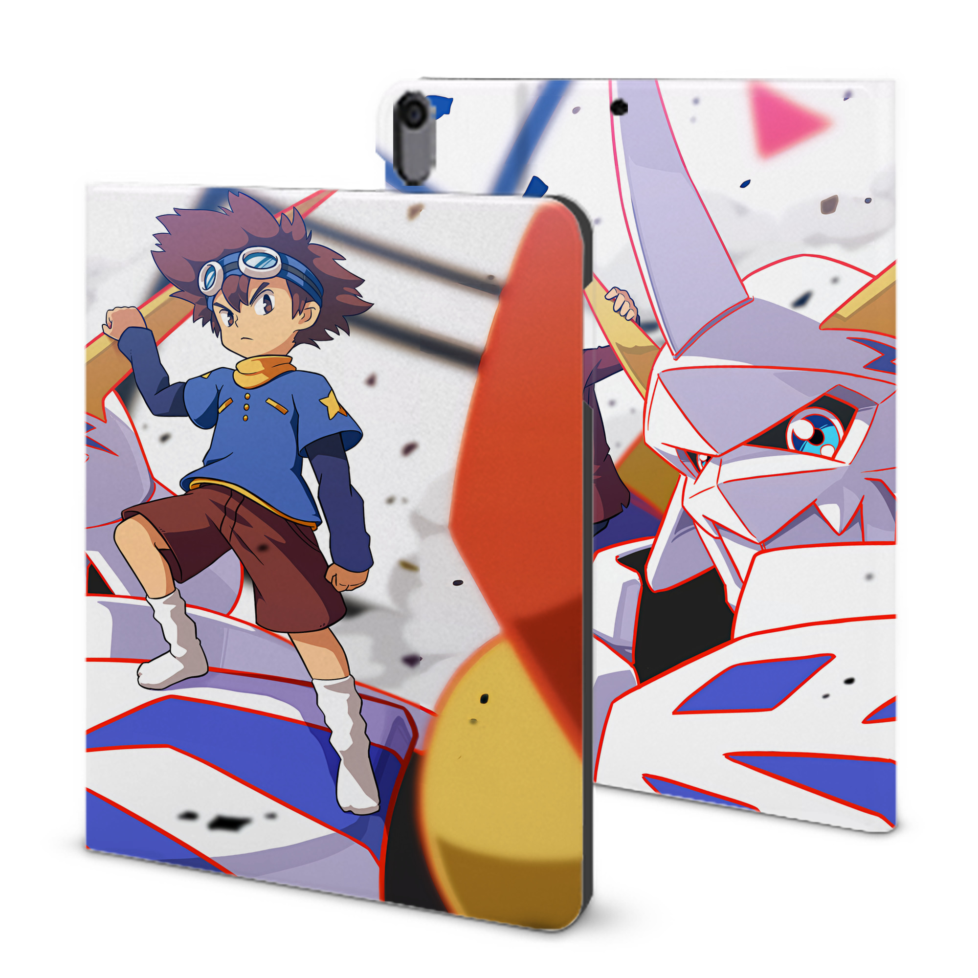 （画像用） Digimon デジタルモンスター/デジモン IPad ケース ブック型 PUレザー TPU 耐衝撃 軽量 薄型 ペン収納なし 全面保護 IPad 各モデル対応
